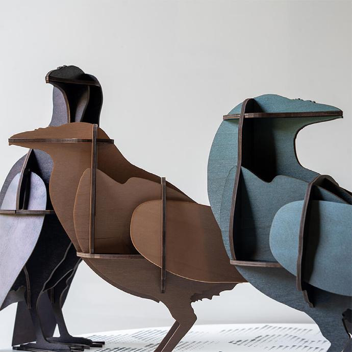 Corbeaux décoratifs en bois The Great Ravens Ibride